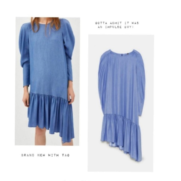 Zara tencel lyocell denim jeans asymmetric dress - Picture 3 of 3